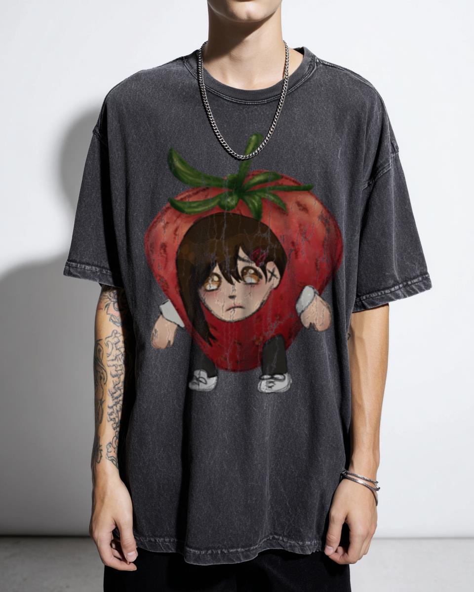 Kobeni Sad Strawberry Cat Chainsaw Man T-Shirt - Anime Meme Fan Unisex