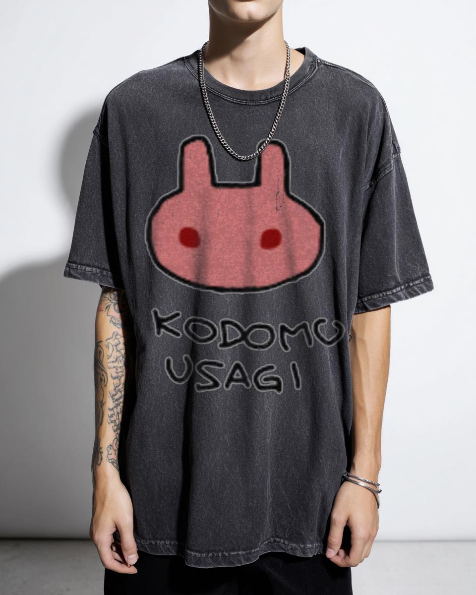 Kodomo Usagi Cute Bunny Graphic Red T-Shirt - Simple Kawaii Animal Unisex