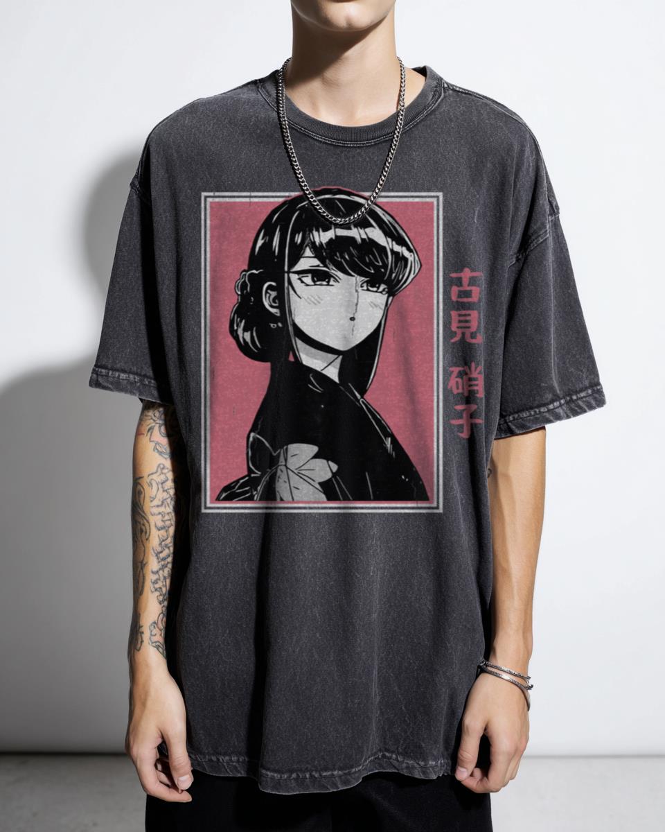 Komi Can't Communicate 'Half Komi-Pink Back' Anime T-Shirt - Trending Manga Art