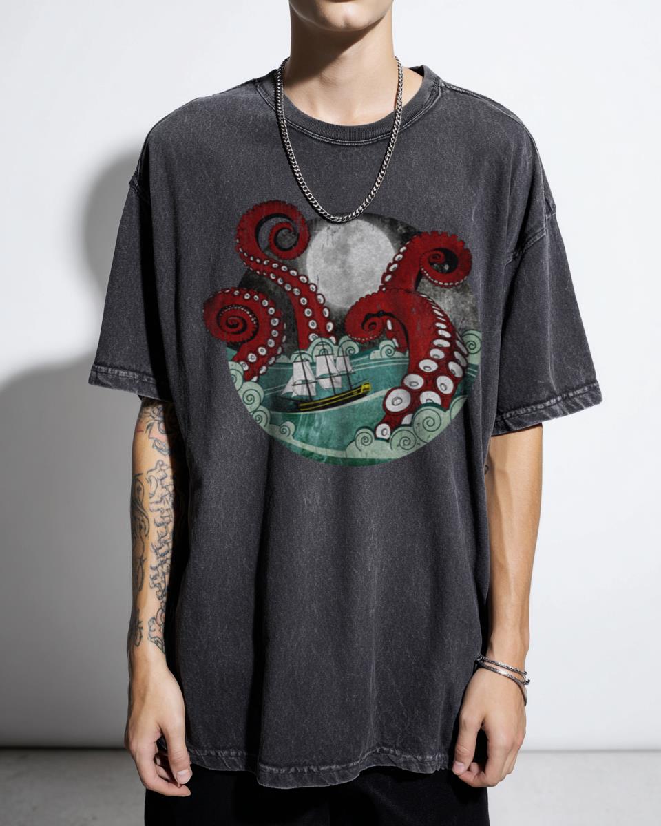 Kraken Attack T-Shirt | Giant Sea Monster Nautical Graphic