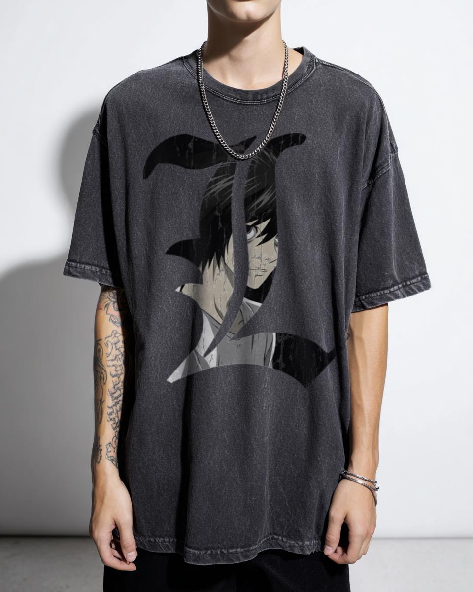 L Lawliet Death Note Anime T-Shirt - Japanese Manga Detective Fan Unisex