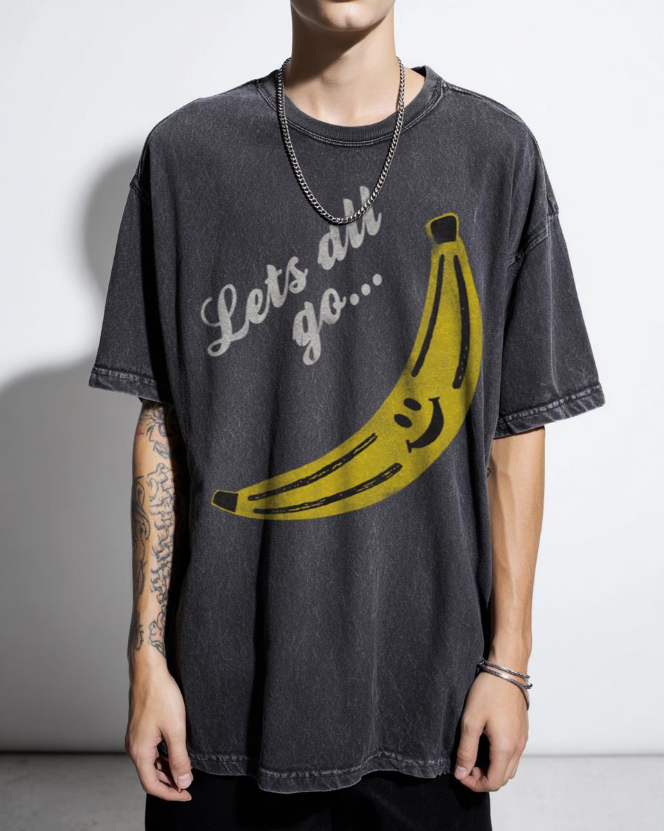 Let's All Go Bananas Cartoon Fruit T-Shirt - Vintage Humour Party