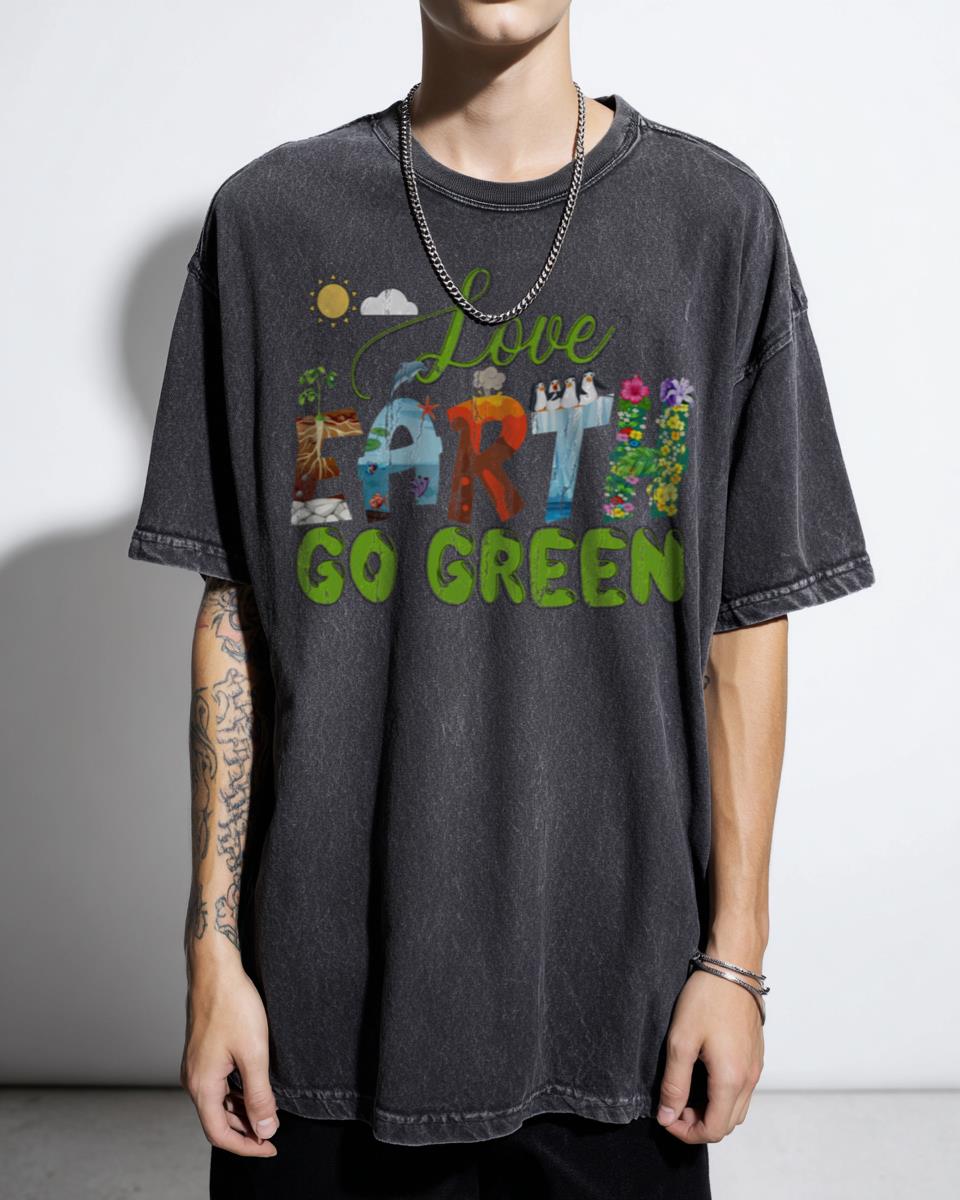 Love Earth Go Green Clean Environment T-Shirt - Planet Recycle Vegan Gift