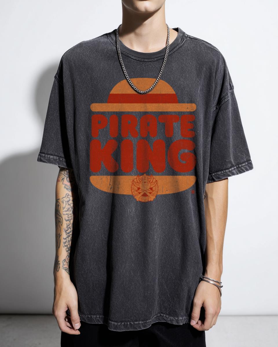 Luffy Gear 5 Pirate King Burger Logo One Piece Anime T-Shirt - Shonen Manga Foodie