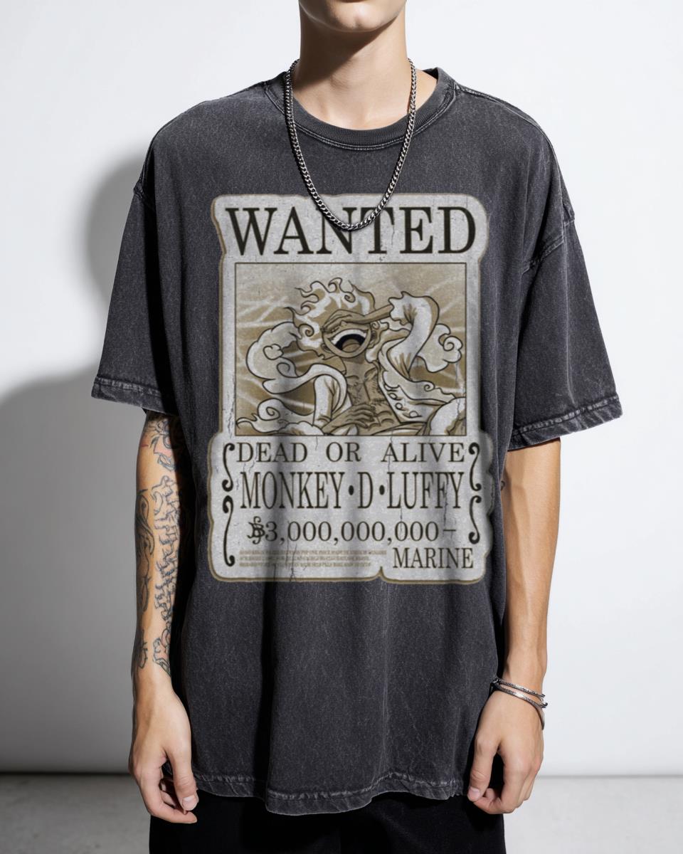 Luffy Gear 5 Wanted Poster Anime T-Shirt - One Piece Nika Bounty Manga Fan