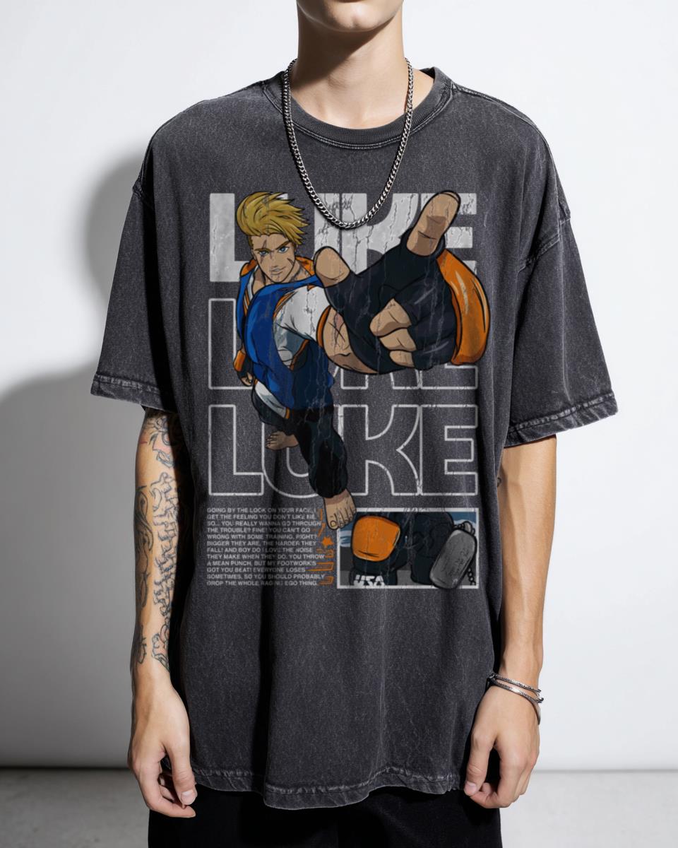 Luke Street Fighter Character Gaming T-Shirt - Retro Fighting Game Fan Apparel Unisex