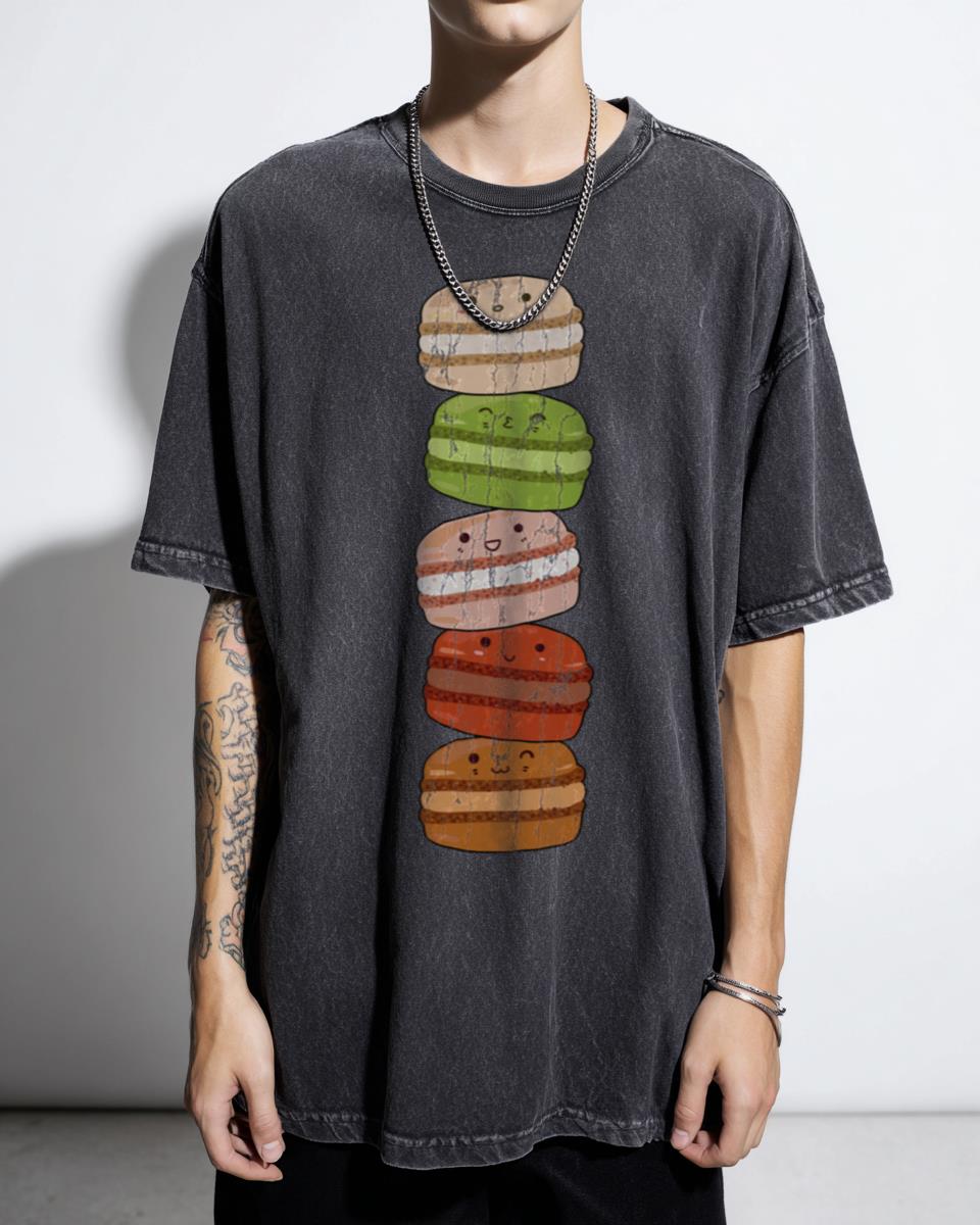 Macaron Stack Kawaii Anime Food T-Shirt - Cute Dessert Lover Apparel Unisex