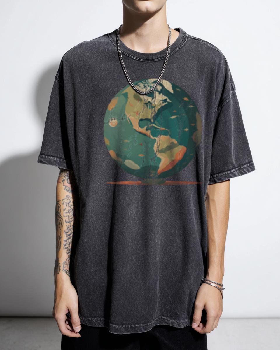 Magic Earth Globe Aesthetic T-Shirt - Nature & Travel Planet Graphic