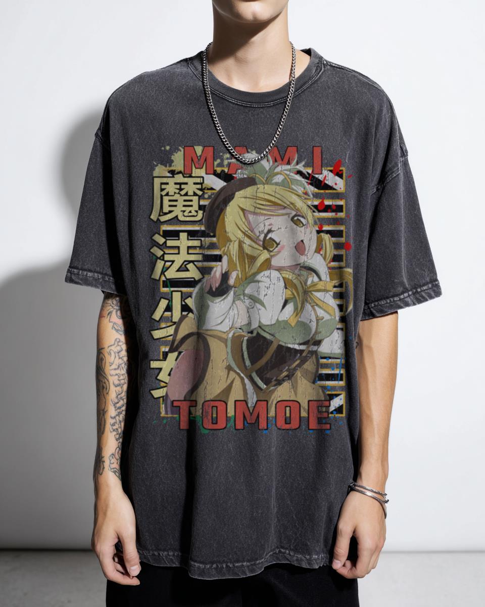 Mami Tomoe T-Shirt | Madoka Magica Anime Gift Acidwash Tee
