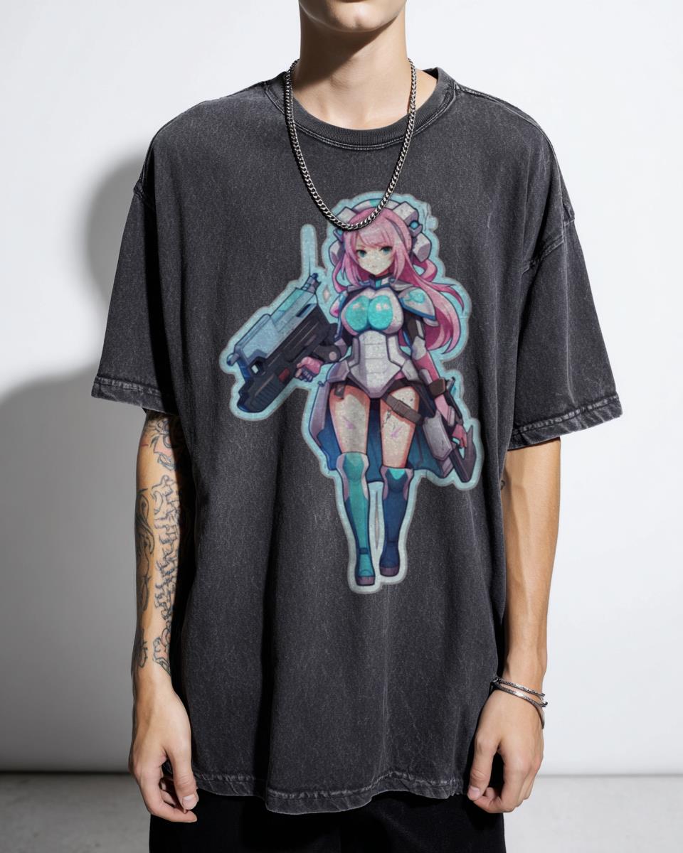 Manga E-Girl Cyberpunk Anime T-Shirt - Cool Sci-Fi Girl Graphic