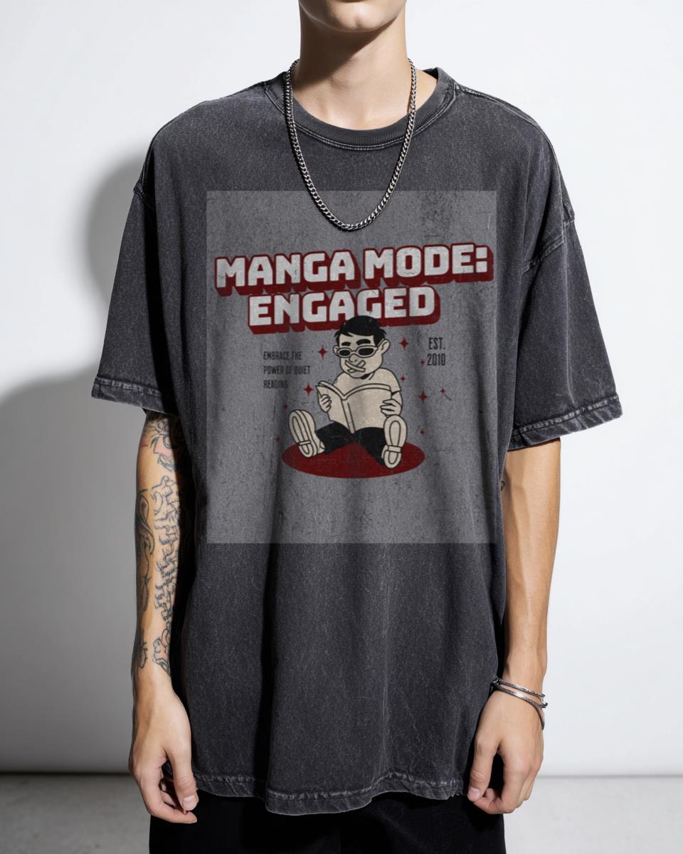Manga Mode Engaged Anime T-Shirt - Book Lover Reading Tee