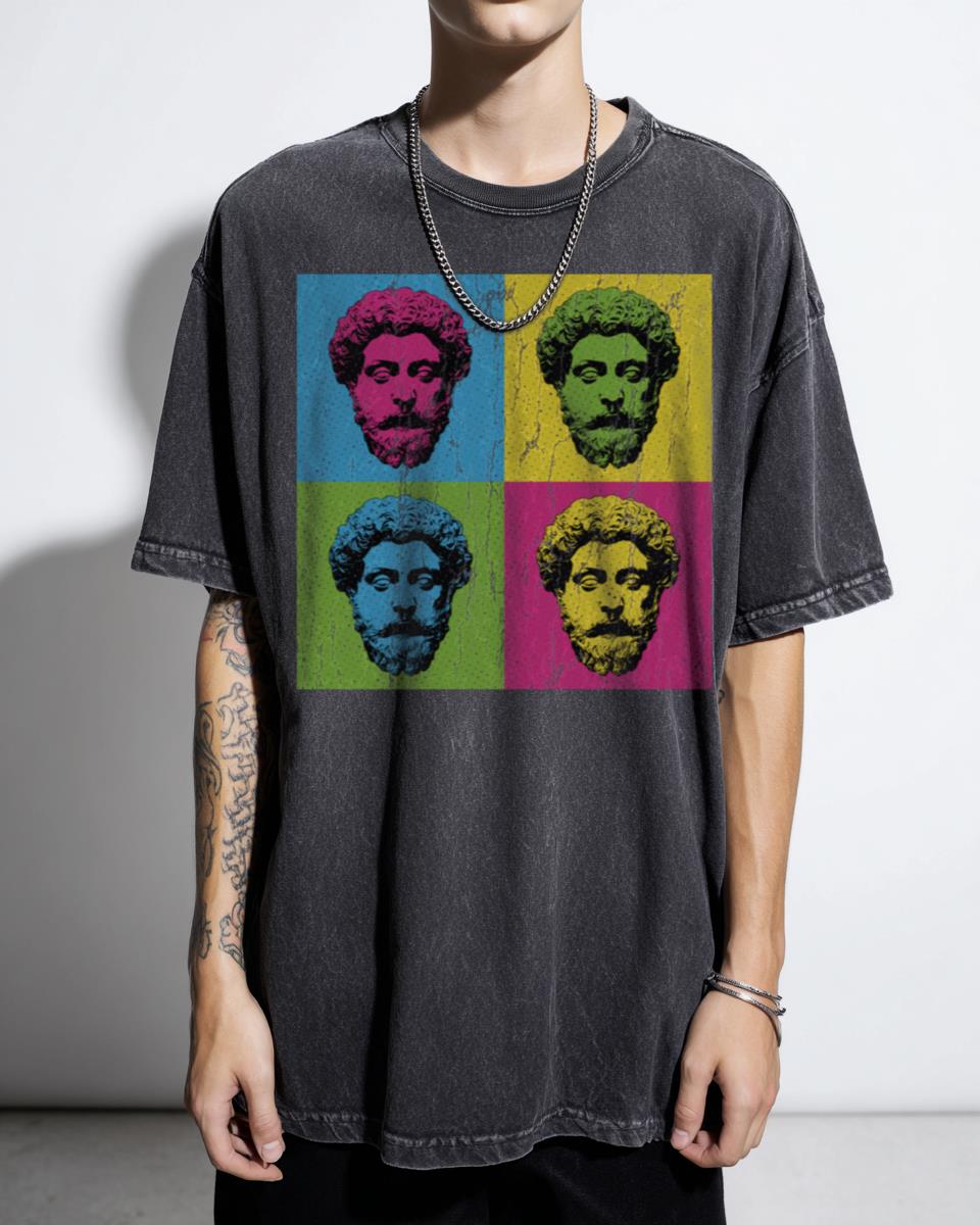 Marcus Aurelius Stoicism Pop Art T-Shirt - Philosopher King History Gift