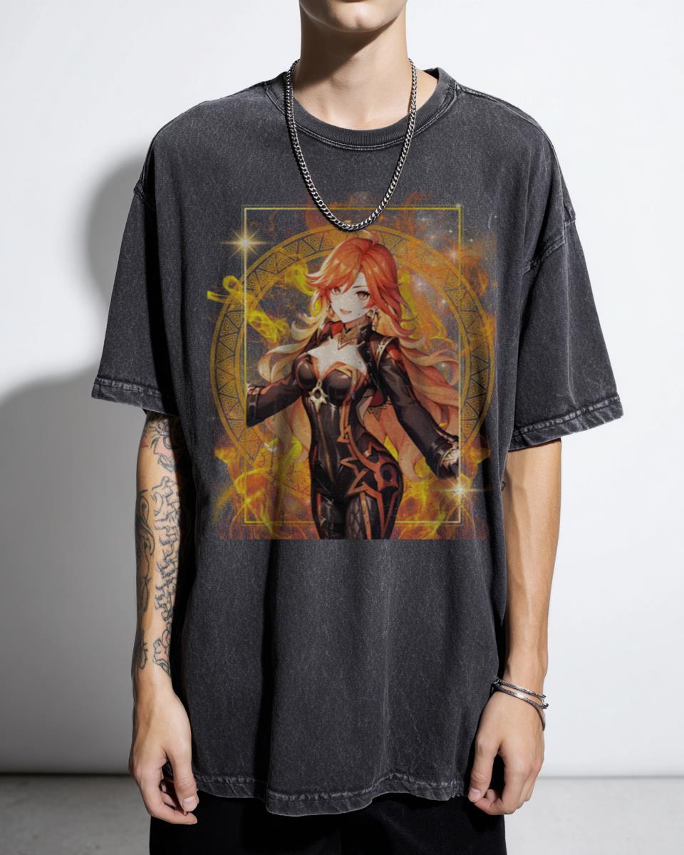 Mavuika Pyro Archon Genshin Impact Waifu T-Shirt - Natlan Anime Game Fan