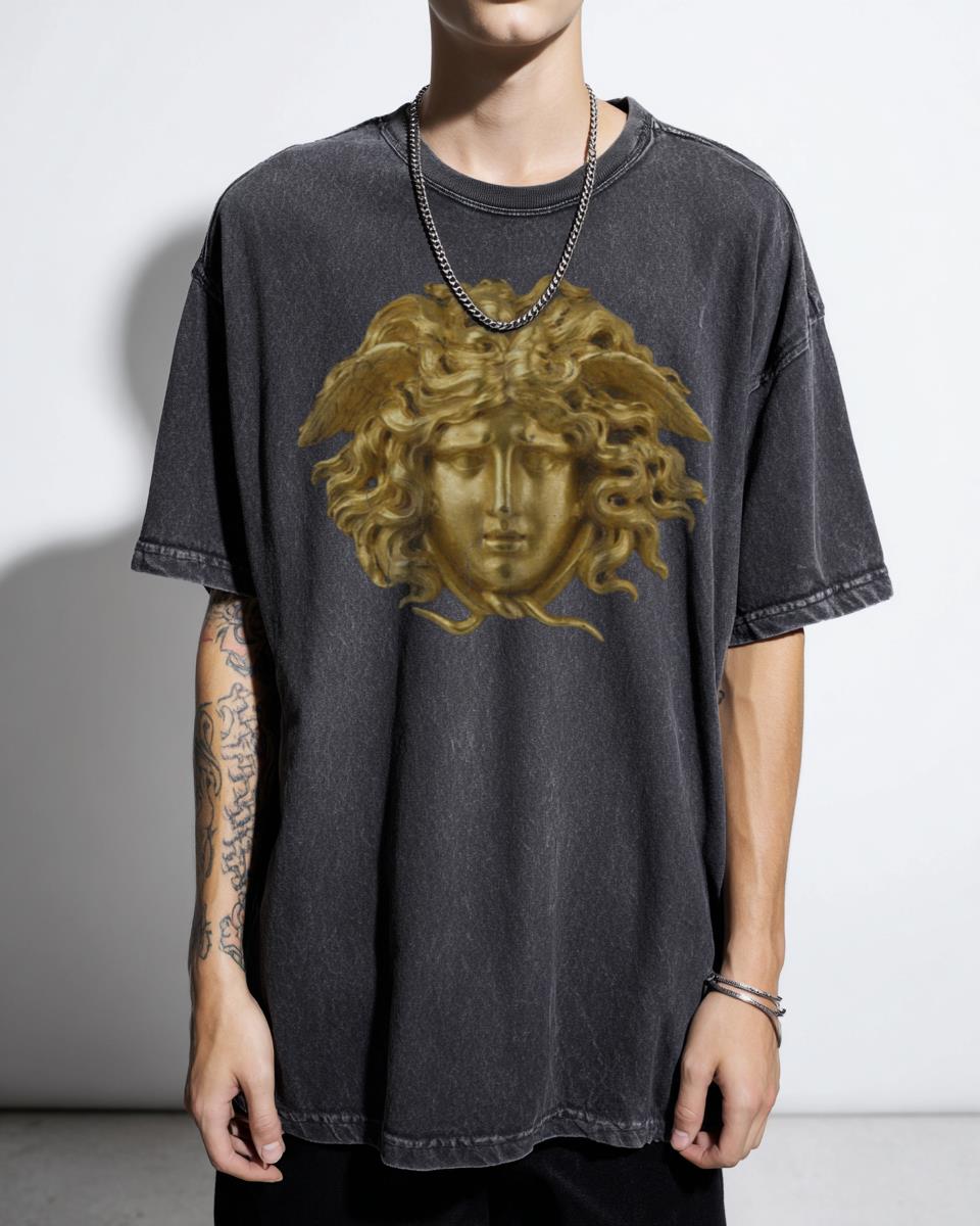 Medusa Gold Classic Mythology Halftone Art T-Shirt - Trendy Greek Gorgon Unisex