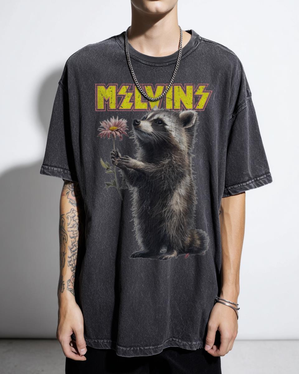 Melvin the Heavy Metal Raccoon Anime T-Shirt - 90s Death Metal Wildlife Art