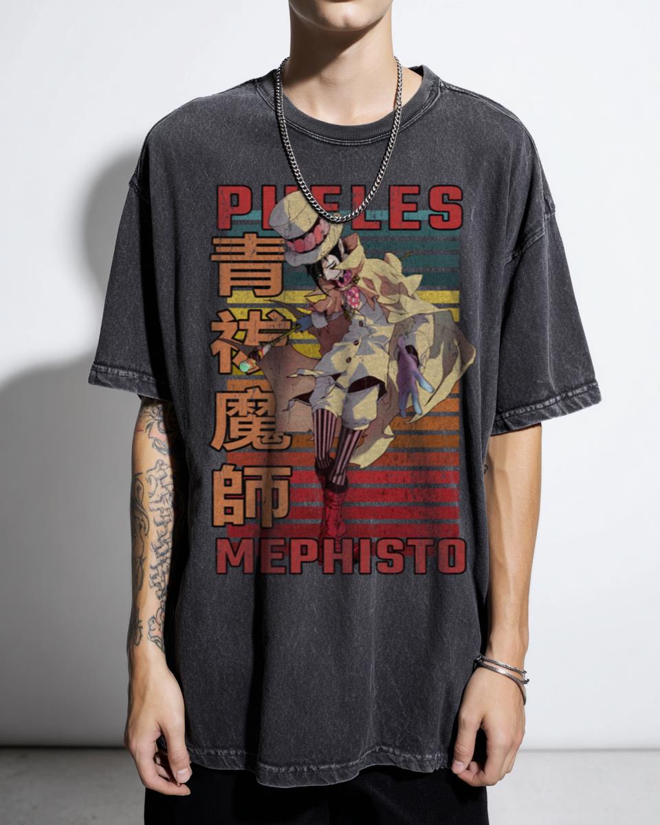 Mephisto Pheles Blue Exorcist Retro Anime T-Shirt - Ao No Exorcist Manga Design Unisex