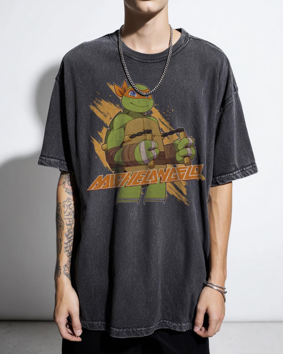 Michelangelo TMNT 2012 'The Wild One' T-Shirt - Nickelodeon Ninja Turtles Fan Tee