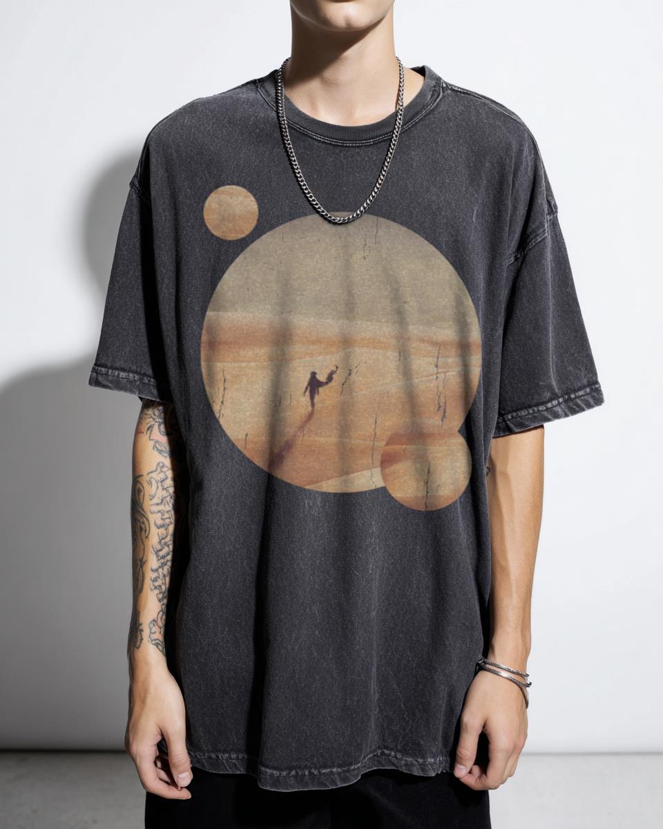 Minimalist Dune Arrakis Two Moons Sci-Fi Movie T-Shirt - House Atreides Fan Art