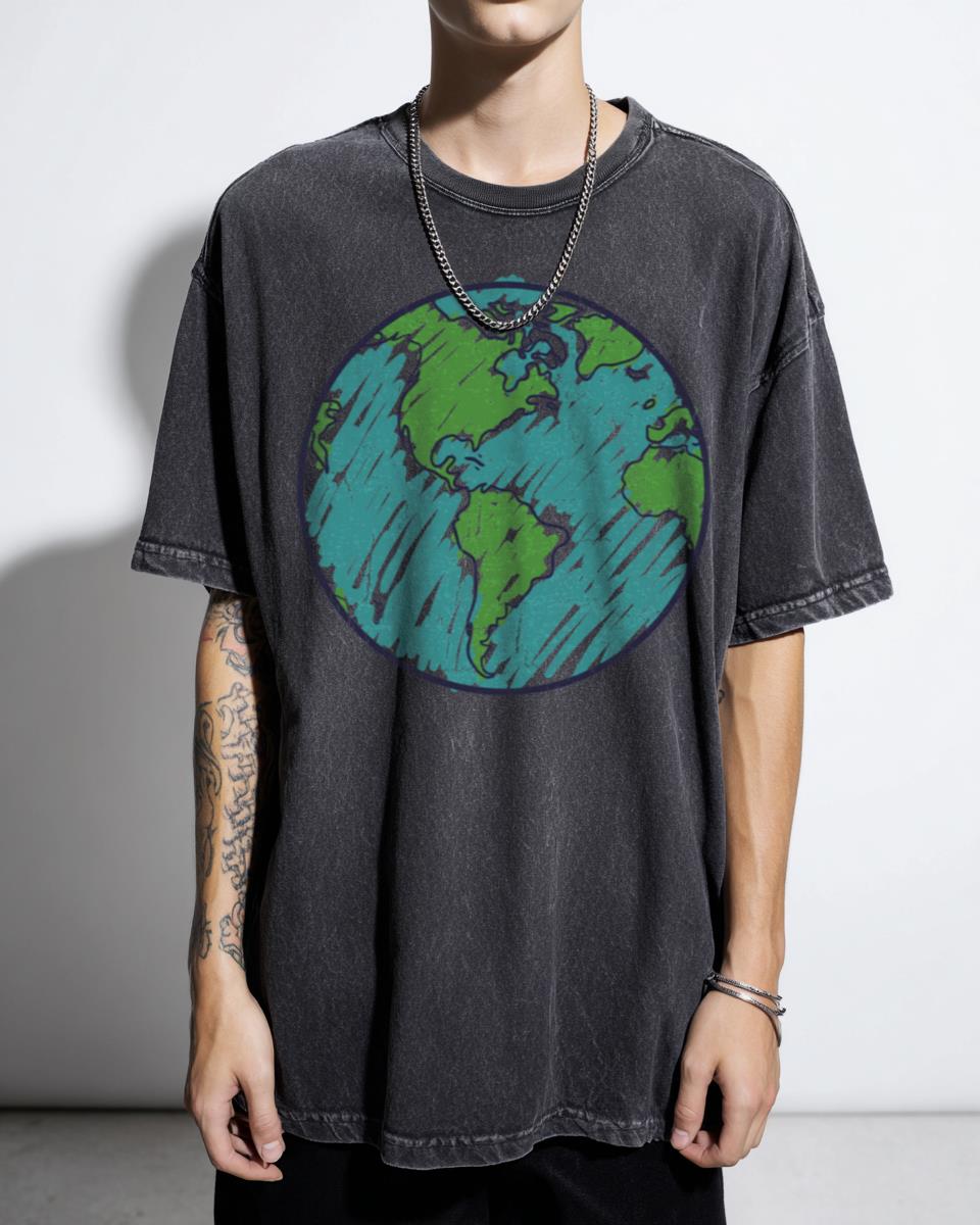 Minimalist Earth Planet Graphic T-Shirt - Save Our Planet Eco-Friendly Tee