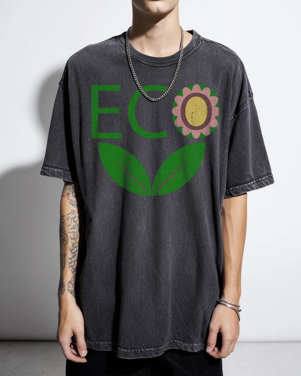 Minimalist Eco Green Leaves Botanical T-Shirt - Sustainable Nature Plant Design