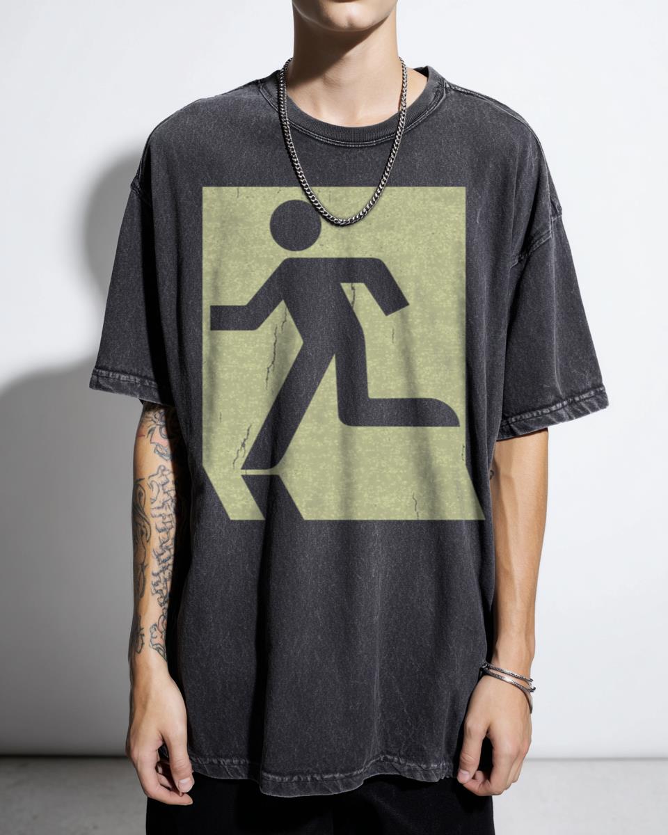 Minimalist Exit Sign Graphic T-Shirt - Aesthetic Streetwear Unisex