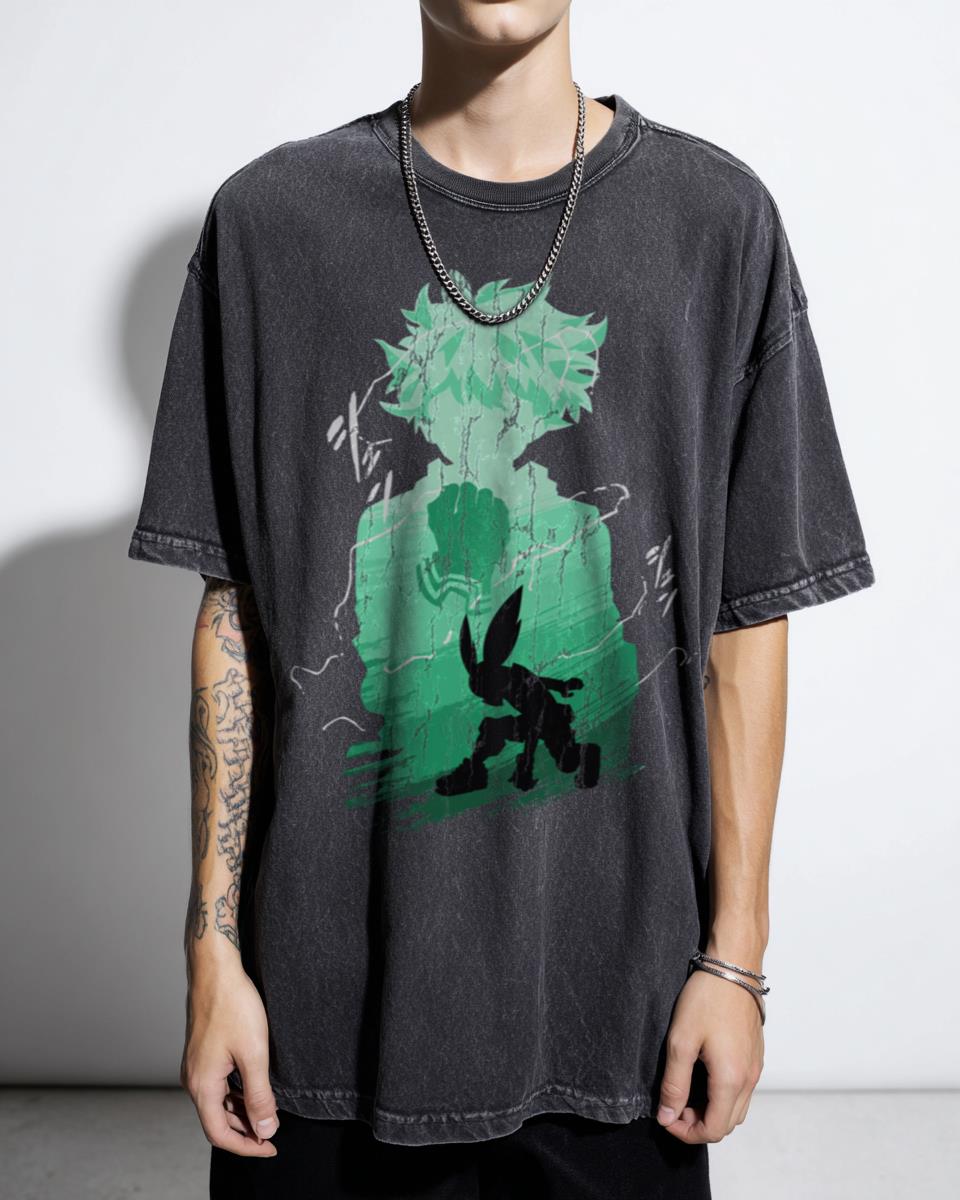 Minimalist Green-Haired Hero Silhouette T-Shirt - My Hero Academia Izuku Midoriya Fan