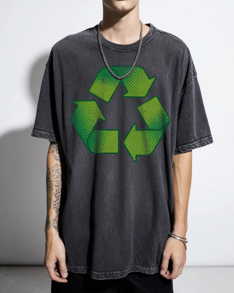 Minimalist Recycling Symbol Graphic T-Shirt - Environmental Conservation Unisex