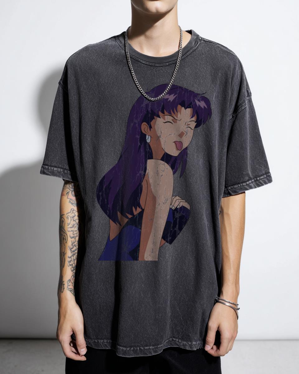 Misato Katsuragi Tongue Out T-Shirt - Neon Genesis Evangelion Fan