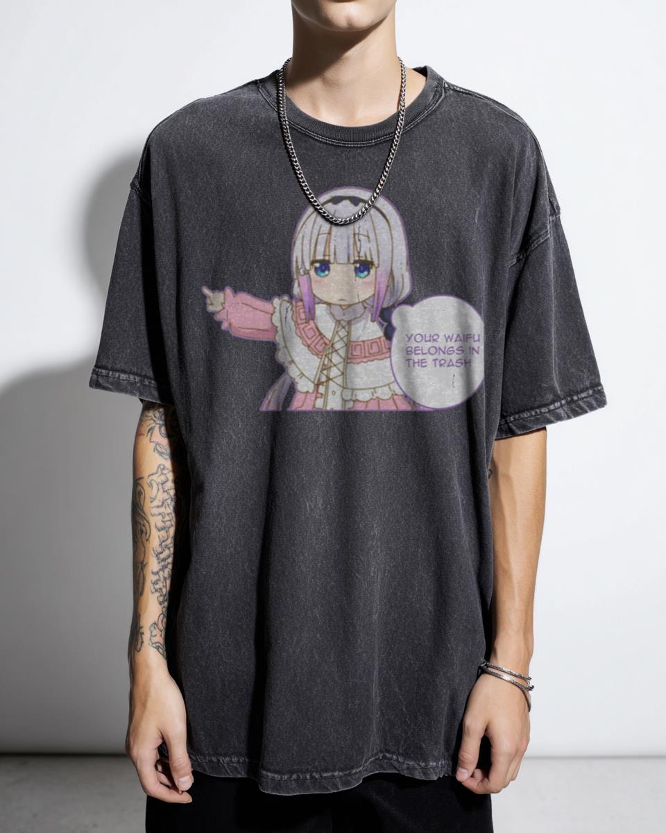 Miss Kobayashi's Dragon Maid Kanna Trash Waifu Anime T-Shirt - Funny Weeb Manga Gift