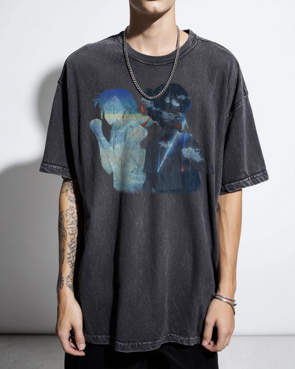 Mitsuha and Hina Your Name Weathering With You Anime T-Shirt - Makoto Shinkai Film Fan Unisex