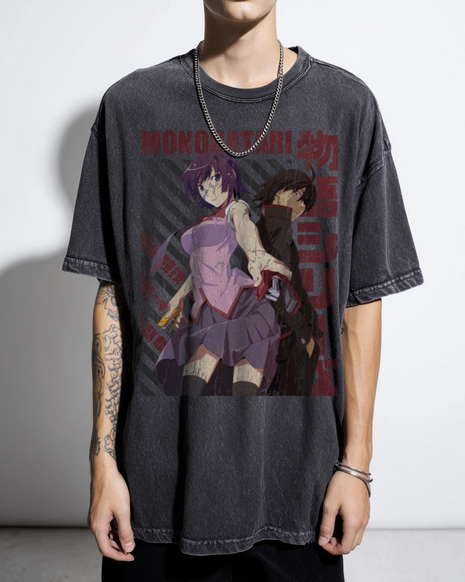 Monogatari Series Anime Art T-Shirt - Bakemonogatari Koyomi Araragi Manga Tee