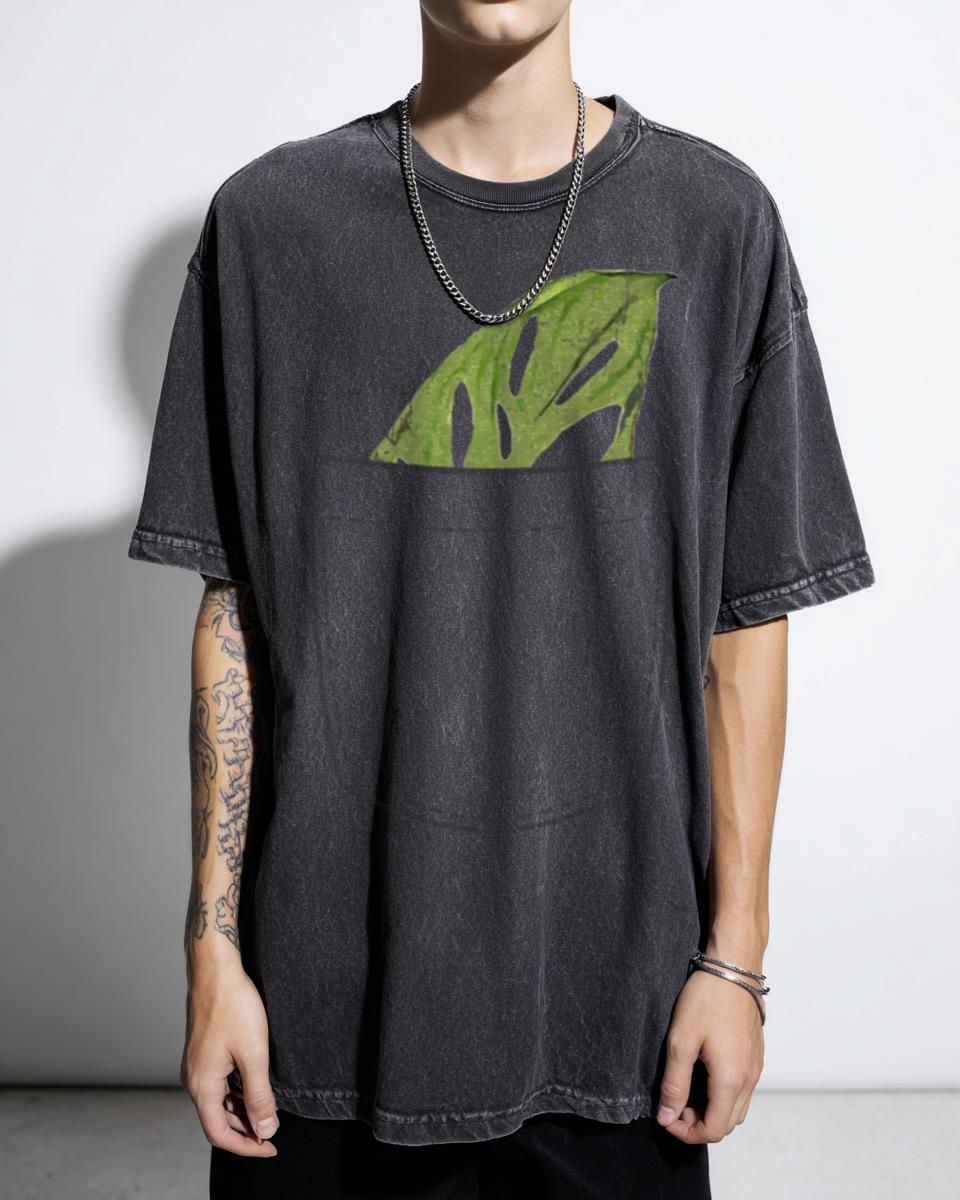 Monstera Adansonii Leaf Chest Pocket T-Shirt - Eco Friendly Nature Lover Apparel