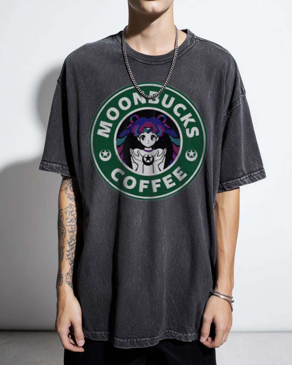 Moonbucks Coffee Sailor Moon Manga Anime T-Shirt - Kawaii Starbucks Parody Fan Unisex