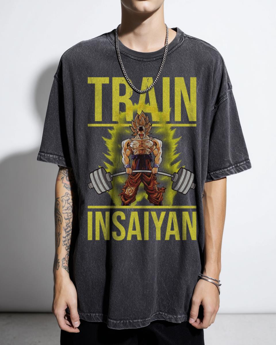 Motivational "Train Insane" Dragon Ball Z Gym T-Shirt - Super Saiyan Anime Workout Unisex