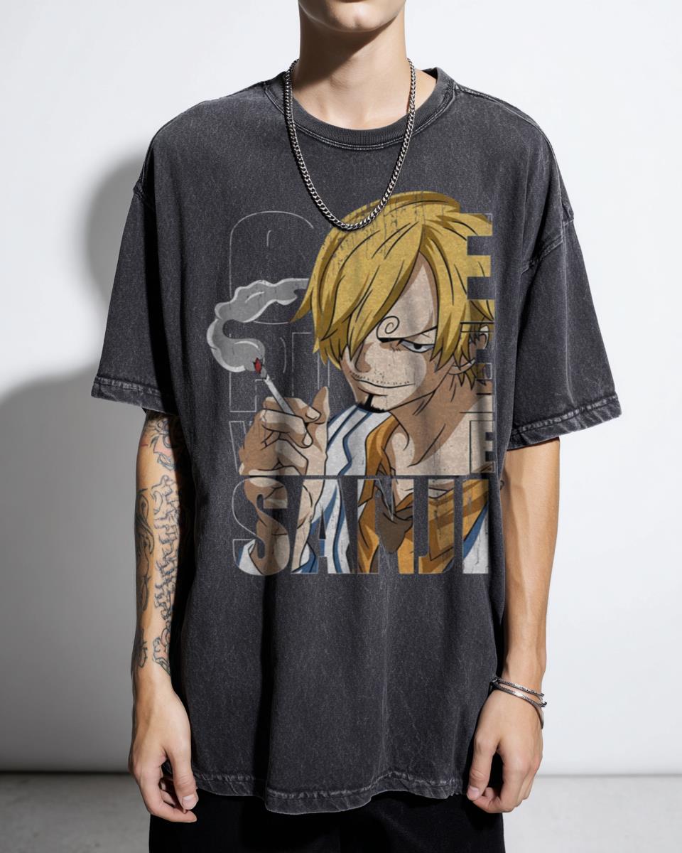 Mr. Prince Vinsmoke Sanji One Piece Anime T-Shirt - Black Leg Chef Manga Fan Unisex