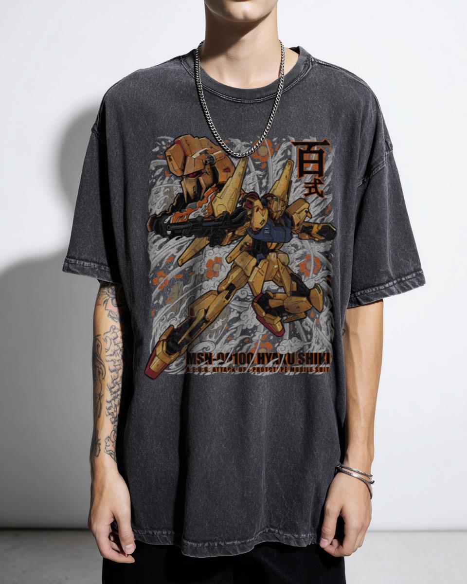 MSN-00100 Hyaku Shiki Gundam Anime T-Shirt - Char's Counterattack Mecha Robot Unisex