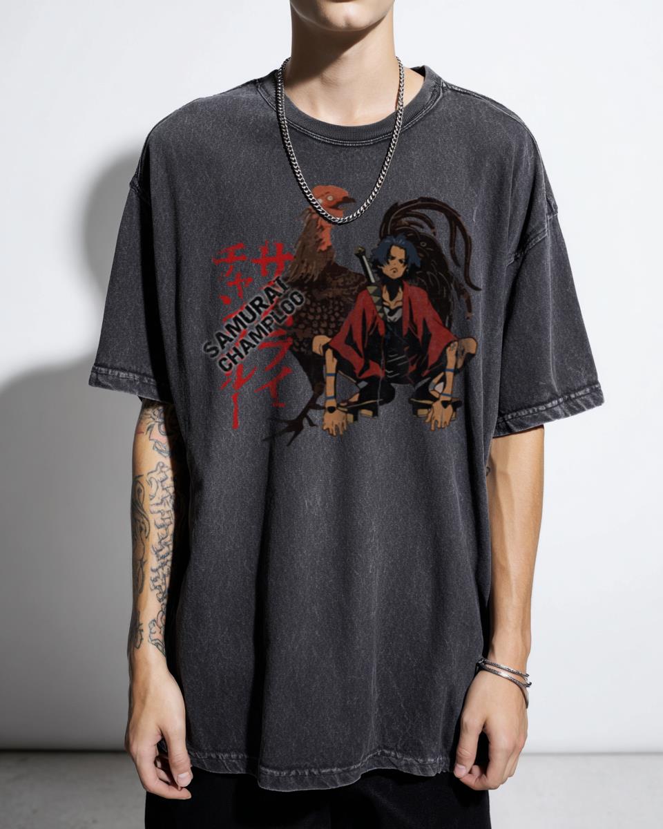 Mugen Samurai Champloo Anime Katana T-Shirt - Japanese Rooster Martial Arts Tee