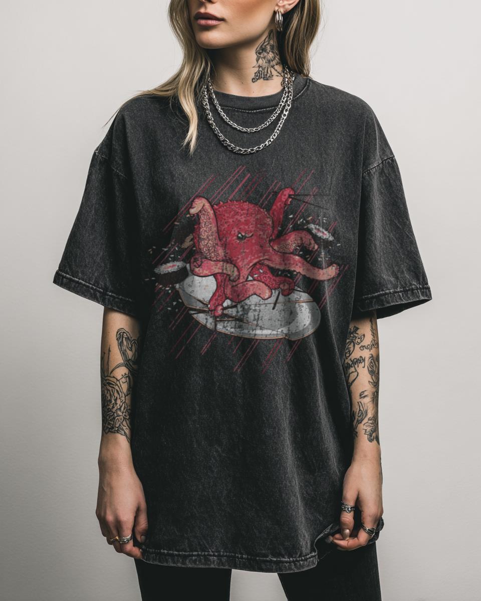 Nacho Sushi Funny Ninja Octopus Graphic Tee