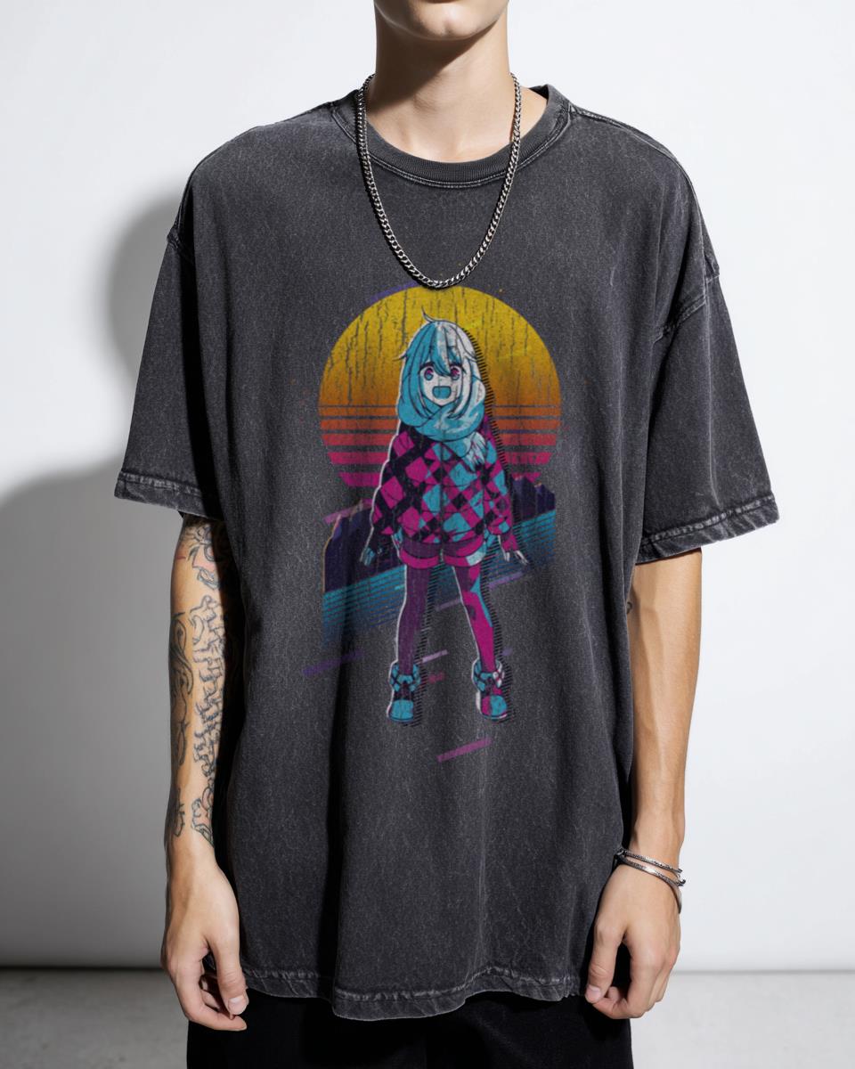 Nadeshiko Laid-Back Camp 80s Retro Anime Graphic Tee