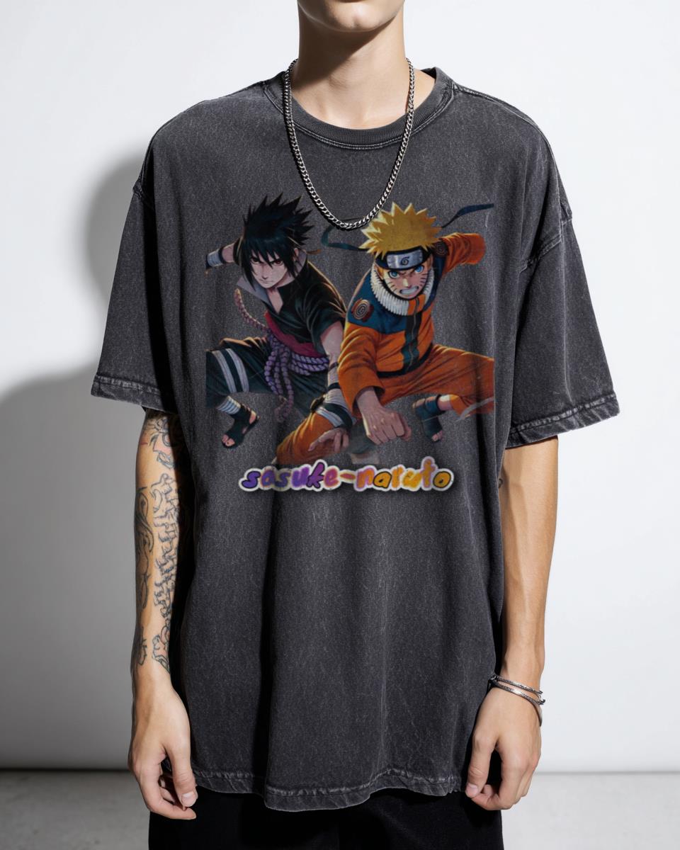 Naruto and Sasuke Eternal Rivals Anime T-Shirt - Shinobi Brotherhood Team 7