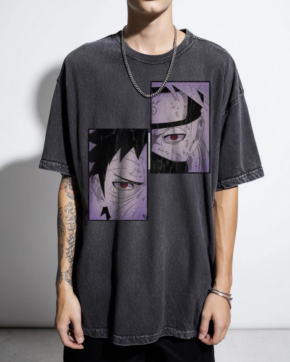 Naruto Kakashi Hatake & Obito Uchiha Duo Anime T-Shirt - Sensei Kakashi Manga Art