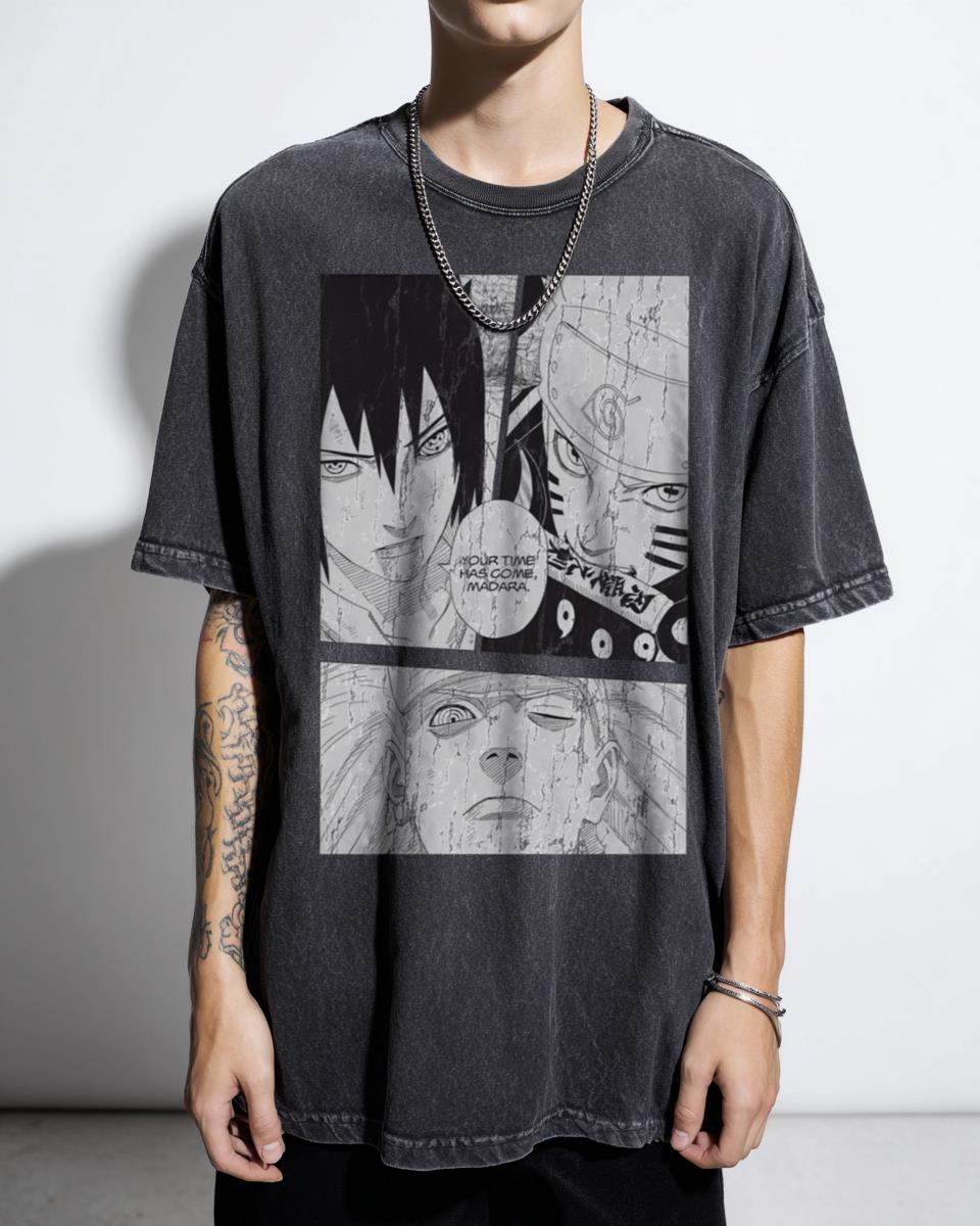Naruto Shippuden Epic Battle T-Shirt - Kakashi Itachi Sasuke Kurama Madara Senju Uchiha Fan Art Unisex