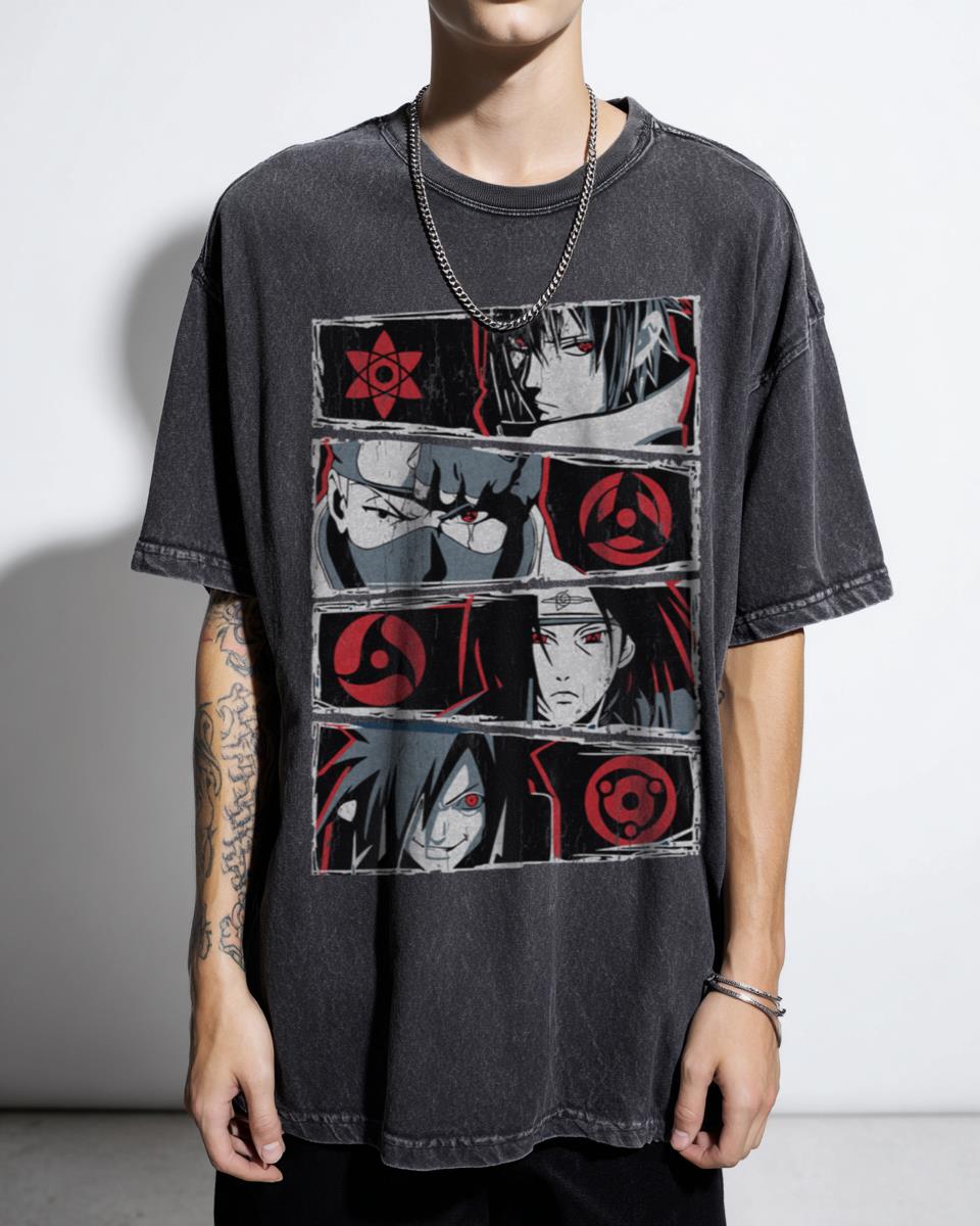 Naruto 'The Strongest Clan' Uchiha & Senju Acidwash T-Shirt