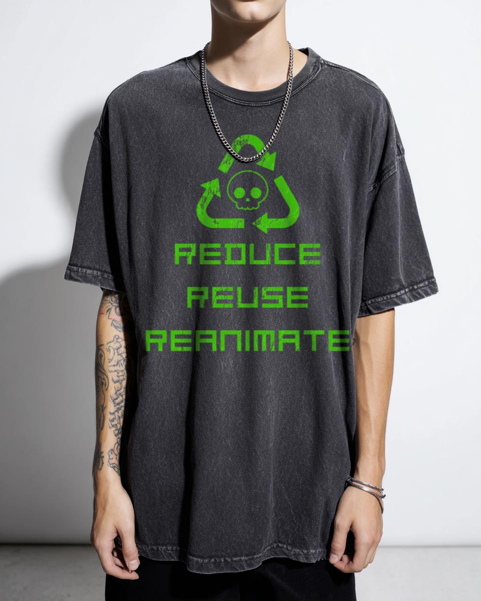 Necron-mancy 'Reduce Reuse Reanimate' Warhammer 40K T-Shirt - Tabletop Gaming Fan Tee