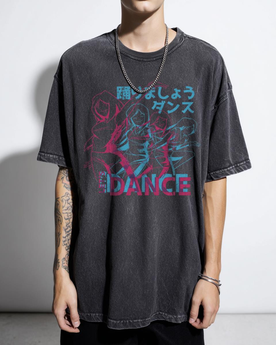 Neon Anime Girl Lets Dance Japanese Style T-Shirt - Raver Festival Party Women