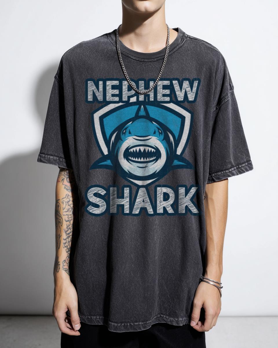 Nephew Shark Cute Cartoon Funny Family T-Shirt - Shark Attack Kids Gift Tee Unisex