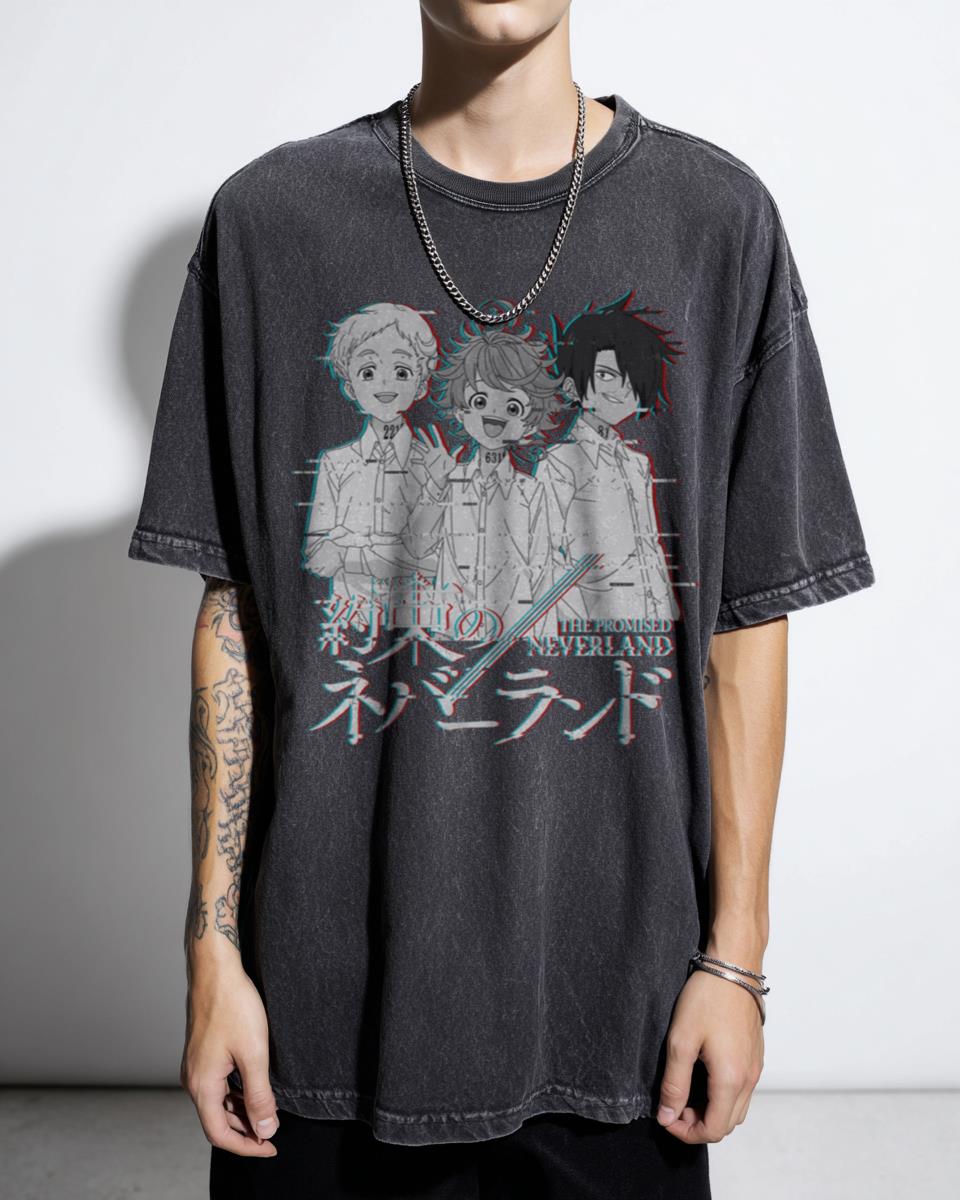 Neverland Glitch Acidwash Tee | Promised Neverland Anime