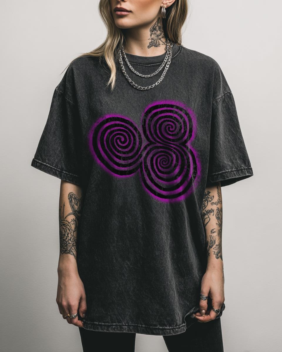 Newgrange Spiral Acidwash Tee | Celtic Pagan Symbol