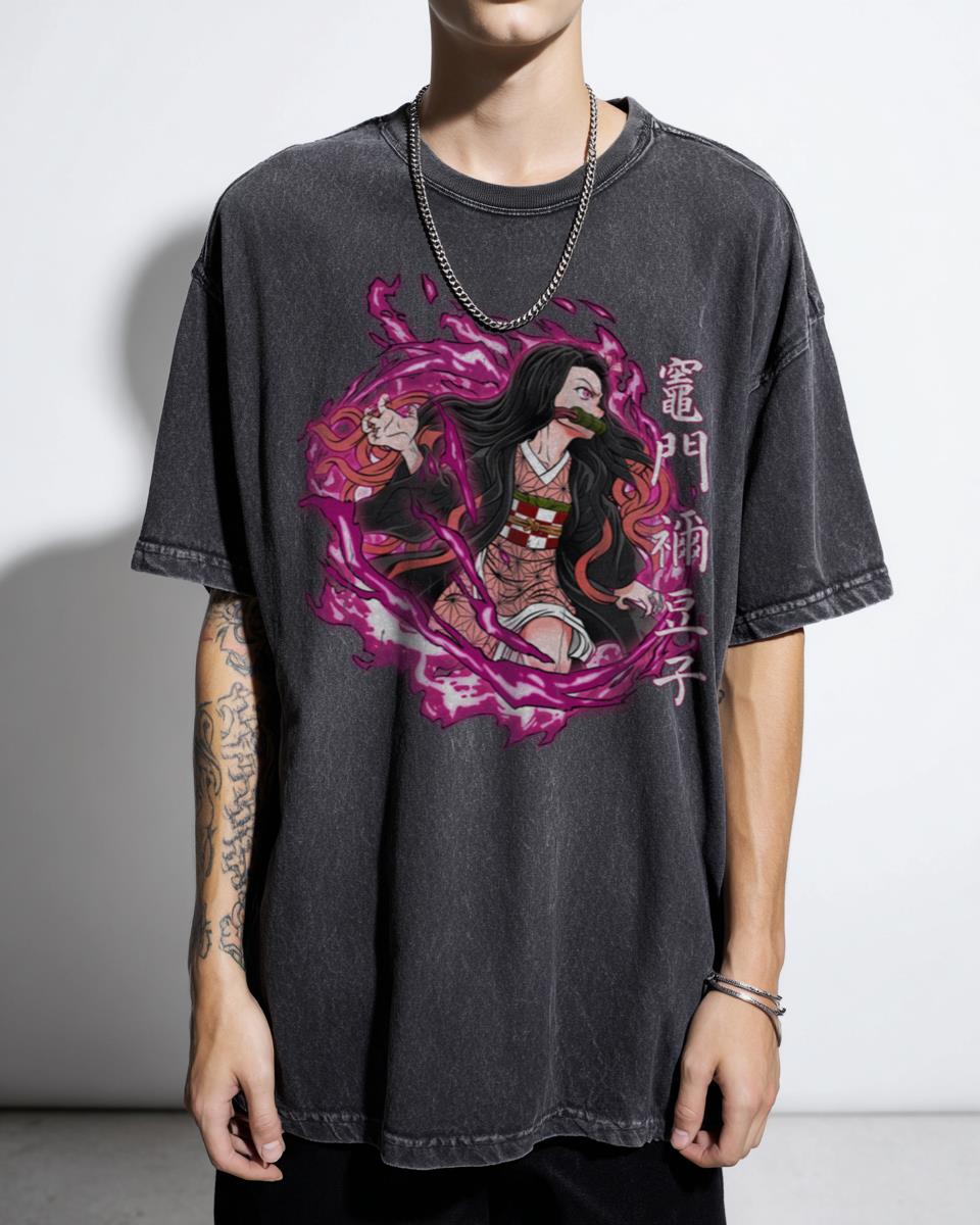 Nezuko Demon Blood Art Demon Slayer Anime T-Shirt - Kimetsu No Yaiba Fan Art