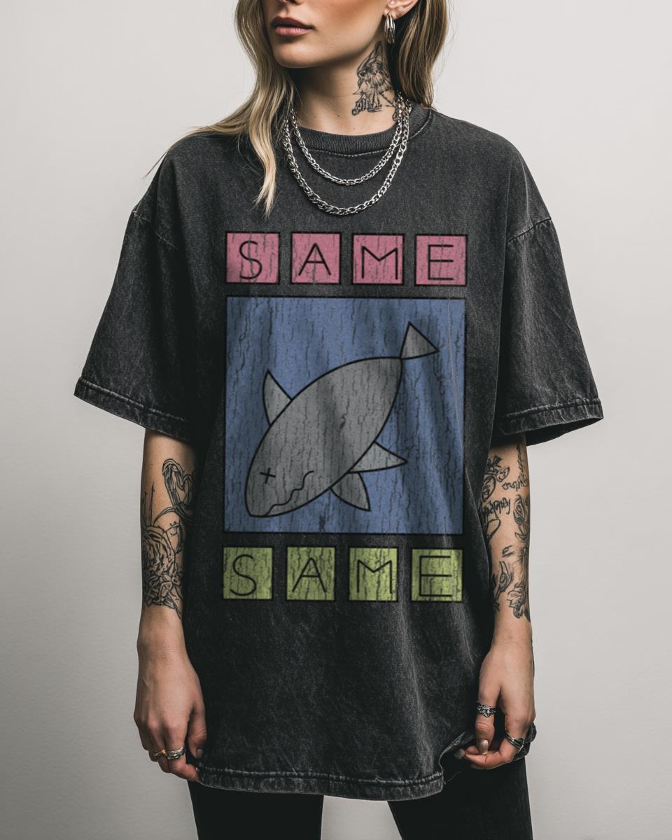 Nichijou Same Shark Acidwash Tee | Funny Anime Shirt